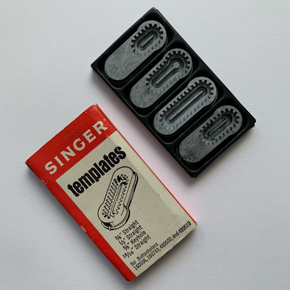 VINTAGE Singer Buttonhole Metal Plates Set of 4 for Sewing Attachment Templates